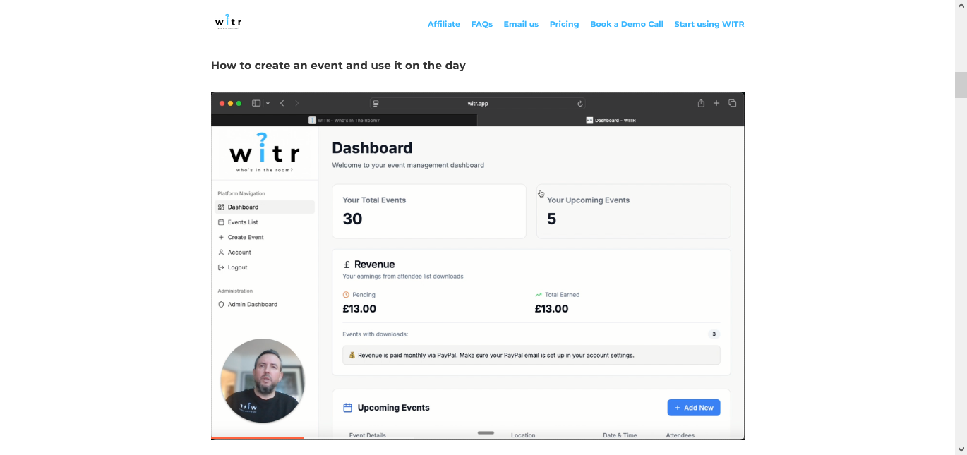 WITR dashboard