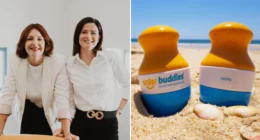 A school-run chat about suncream led mum Kelli Aspland to build a £5.5 million global business - after Dragons' Den stars Deborah Meaden and Peter Jones backed her idea.